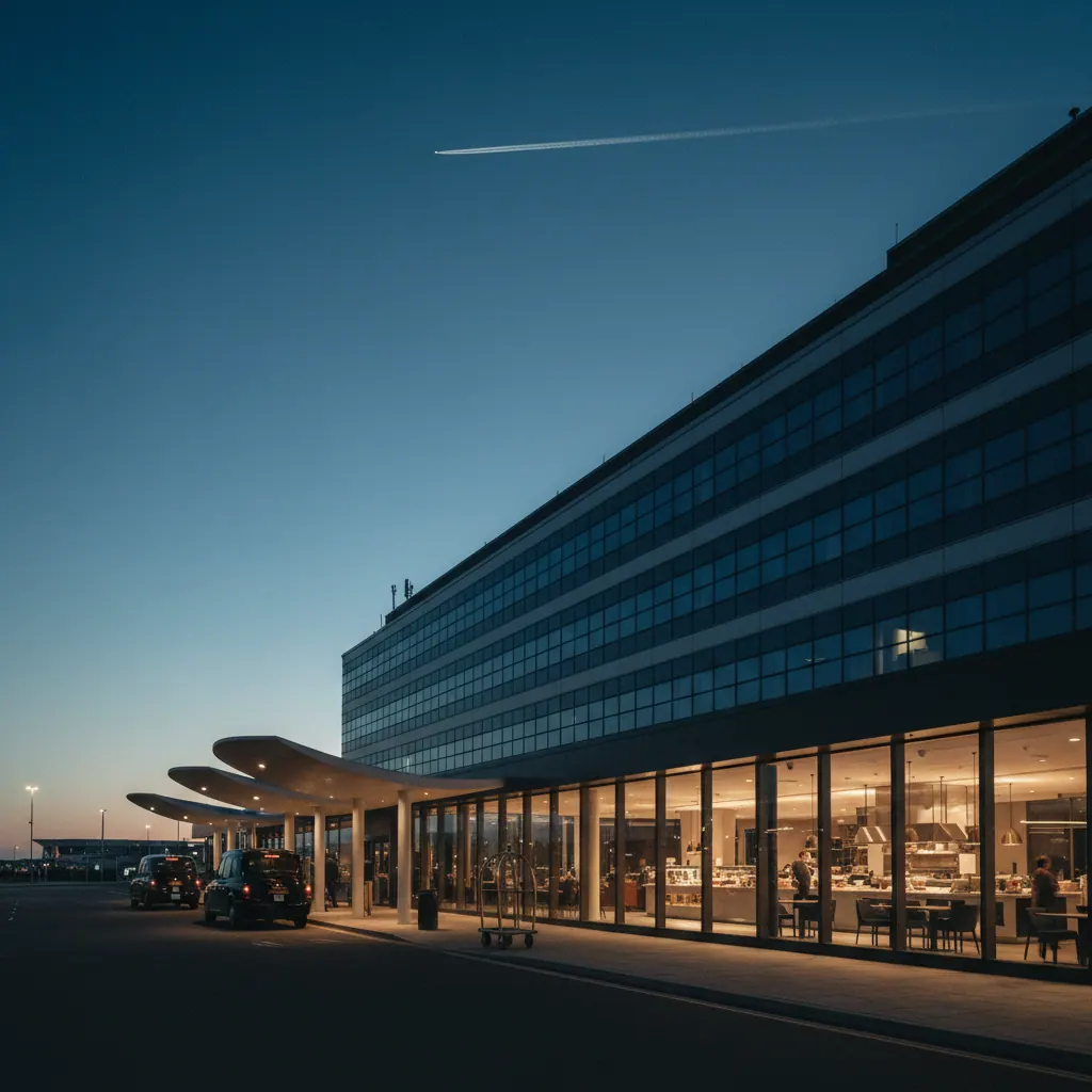 Heathrow restaurant frontage at evening