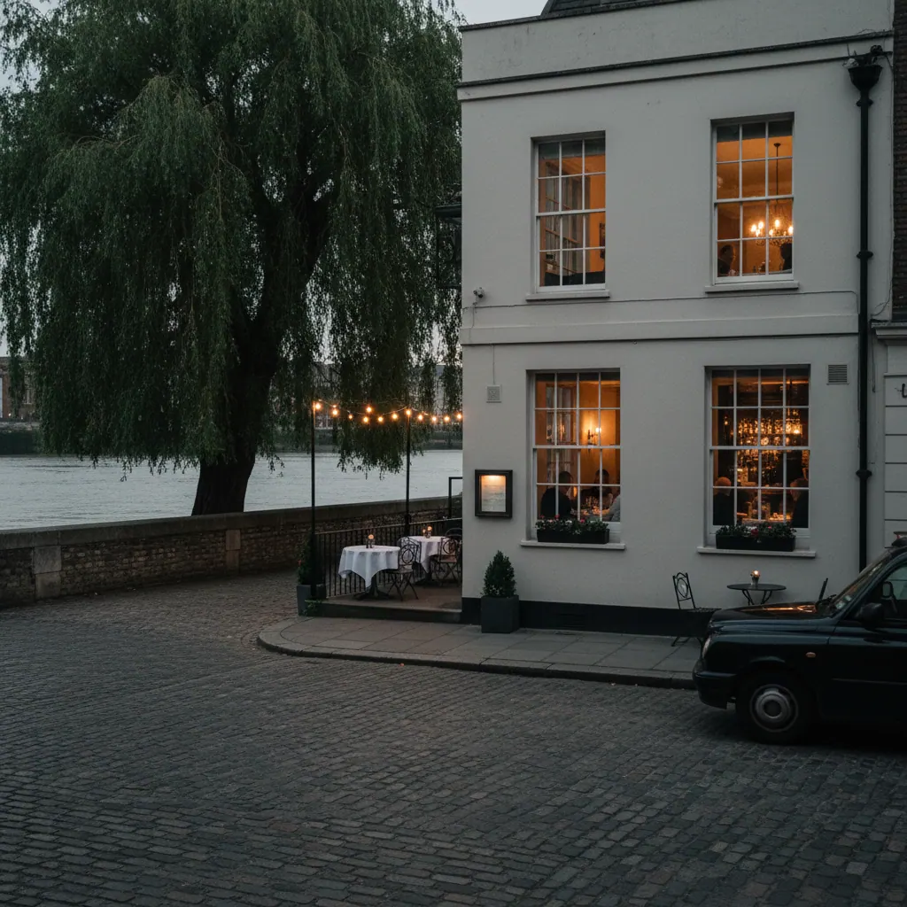 Richmond restaurant frontage at evening